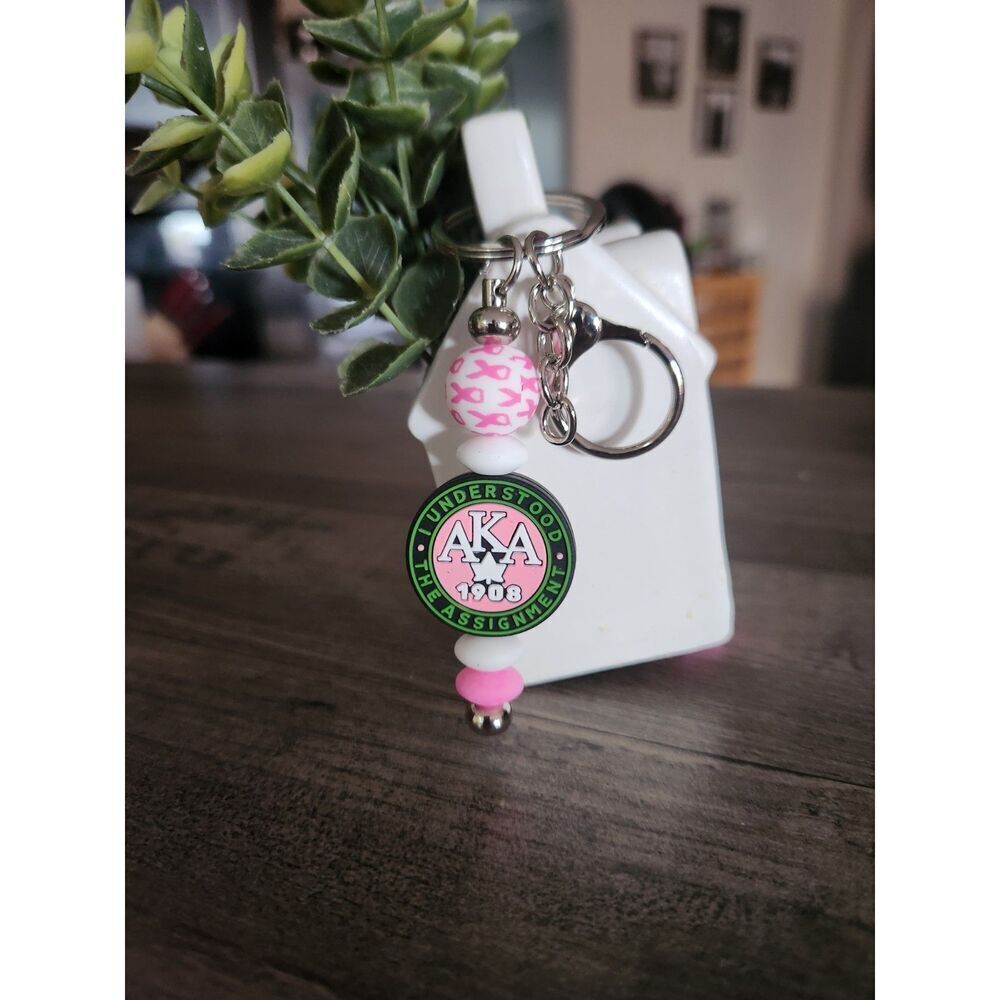AKA-Inspired Breast Cancer Awareness Keychain
